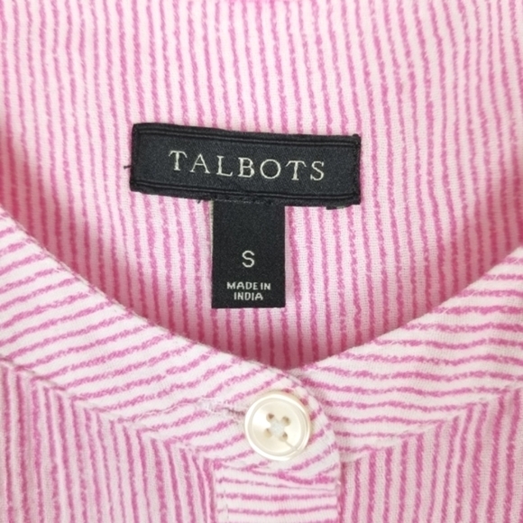 Talbots Womens Pink Pin Stripe Sleeveless Blouse Cotton Size Small Lightweight - Picture 3 of 10